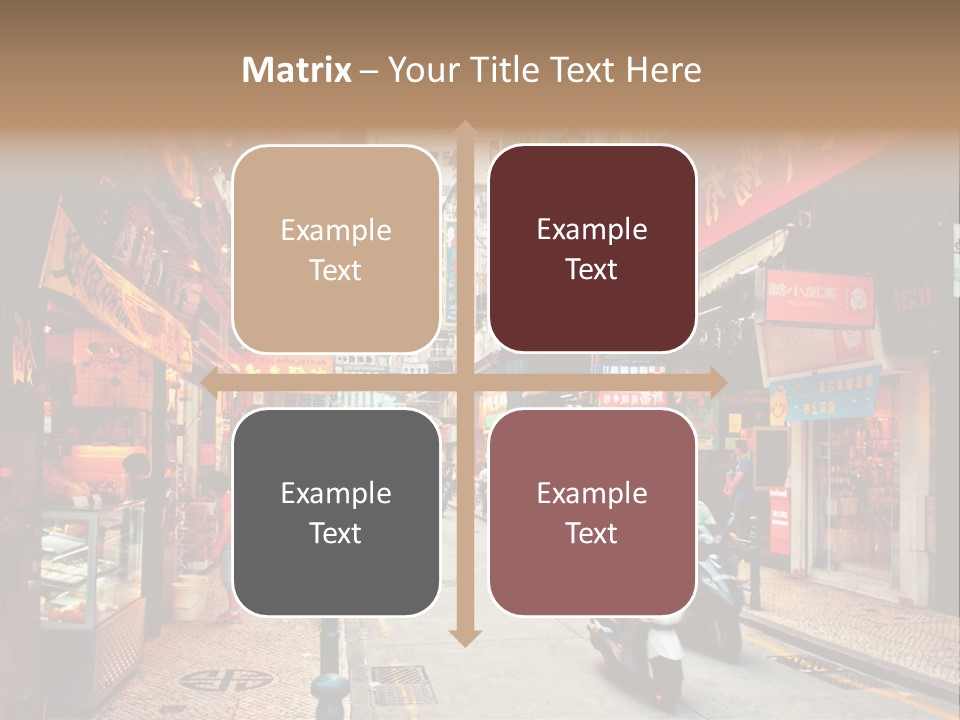 A Group Of People Riding Scooters Down A Street PowerPoint Template