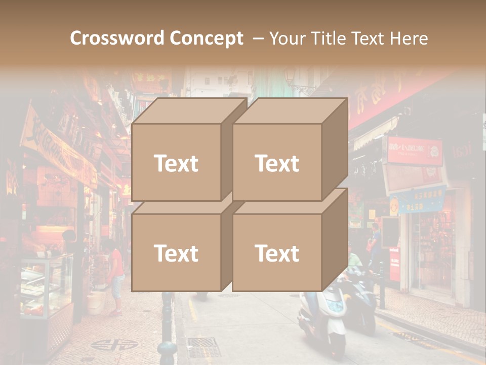 A Group Of People Riding Scooters Down A Street PowerPoint Template