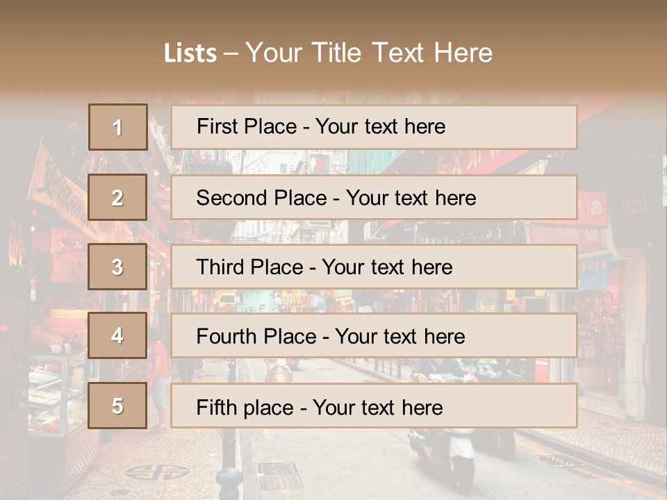 A Group Of People Riding Scooters Down A Street PowerPoint Template