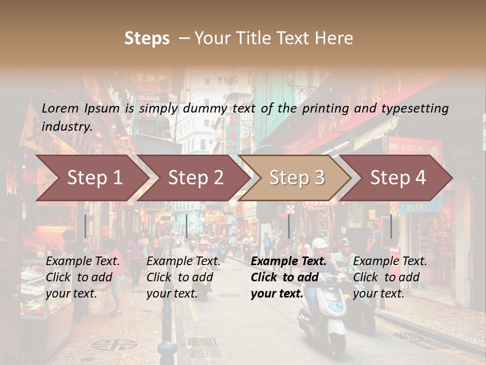 A Group Of People Riding Scooters Down A Street PowerPoint Template