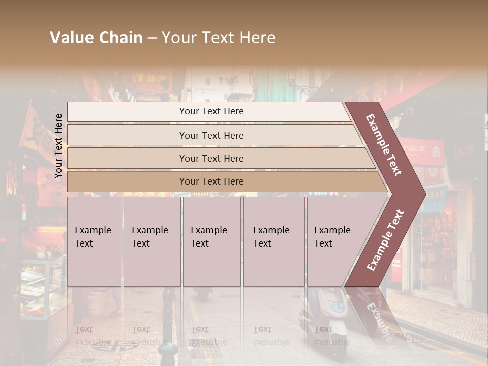 A Group Of People Riding Scooters Down A Street PowerPoint Template