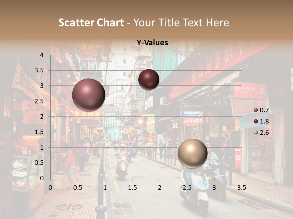 A Group Of People Riding Scooters Down A Street PowerPoint Template