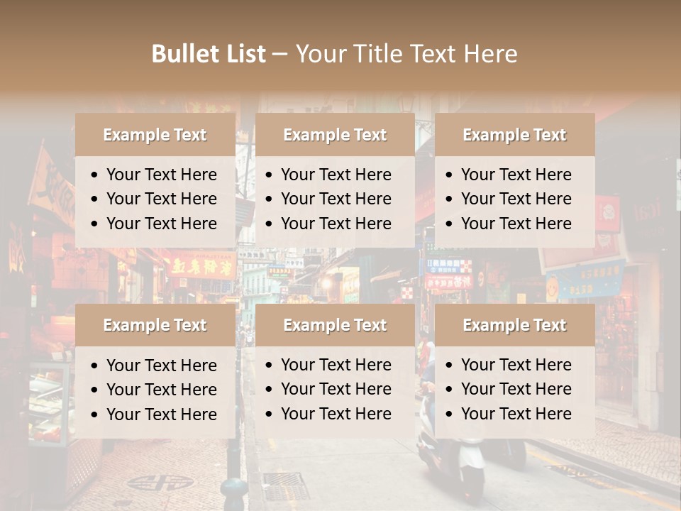 A Group Of People Riding Scooters Down A Street PowerPoint Template