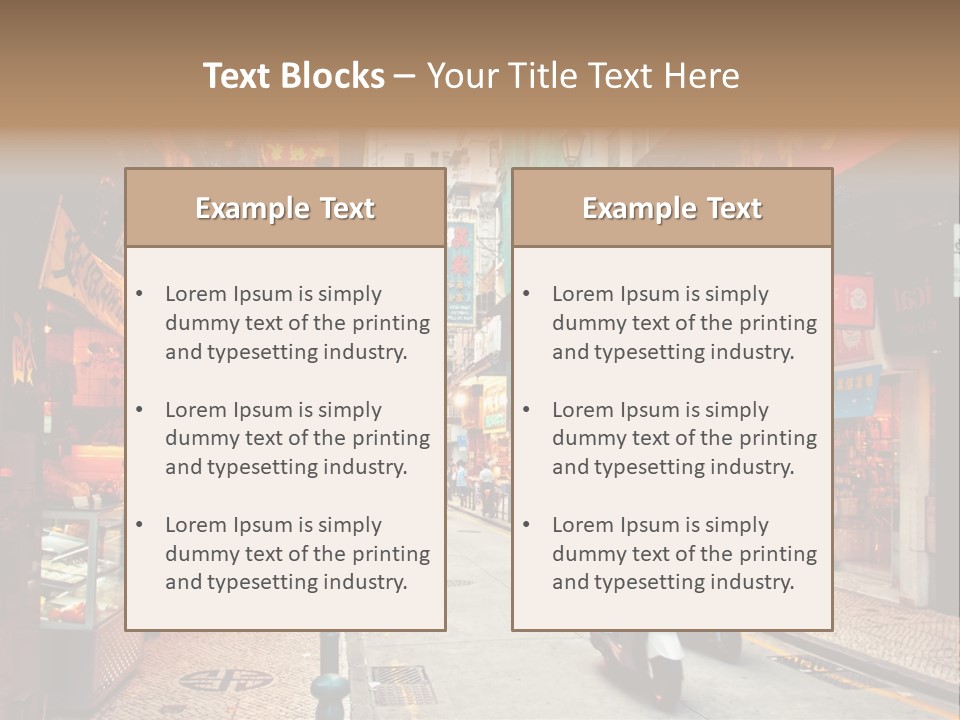 A Group Of People Riding Scooters Down A Street PowerPoint Template