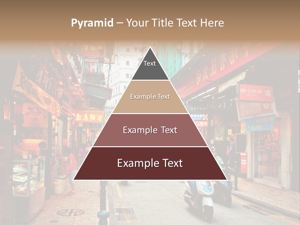 A Group Of People Riding Scooters Down A Street PowerPoint Template