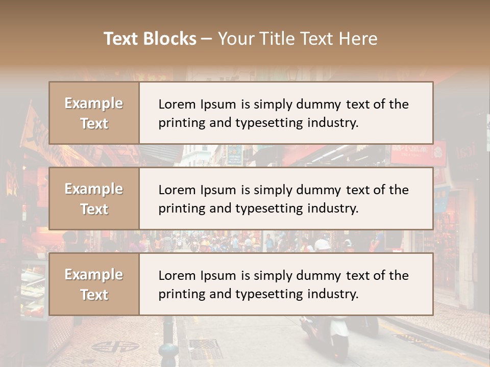 A Group Of People Riding Scooters Down A Street PowerPoint Template