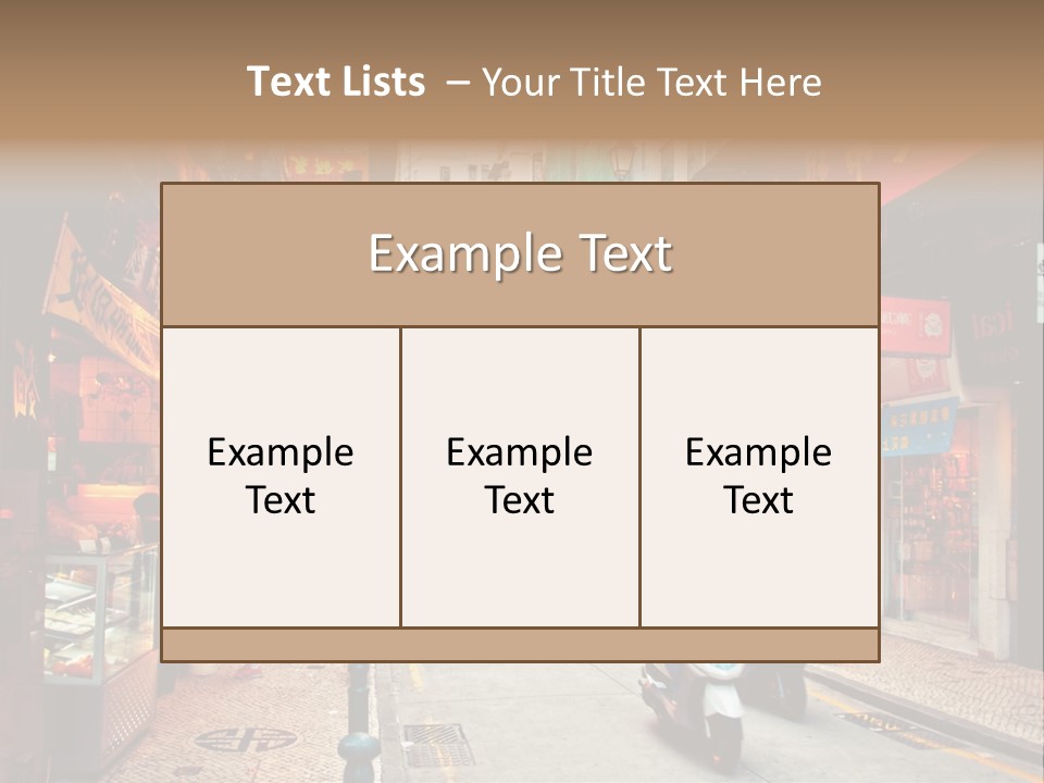 A Group Of People Riding Scooters Down A Street PowerPoint Template
