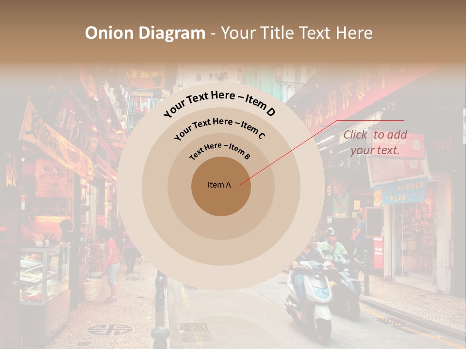 A Group Of People Riding Scooters Down A Street PowerPoint Template