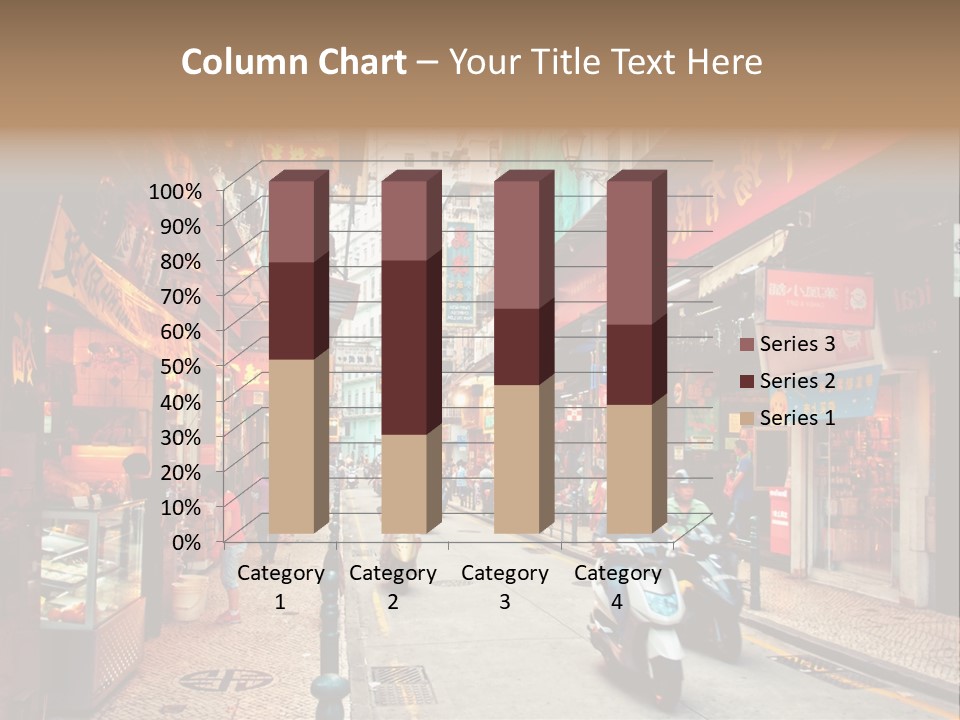 A Group Of People Riding Scooters Down A Street PowerPoint Template