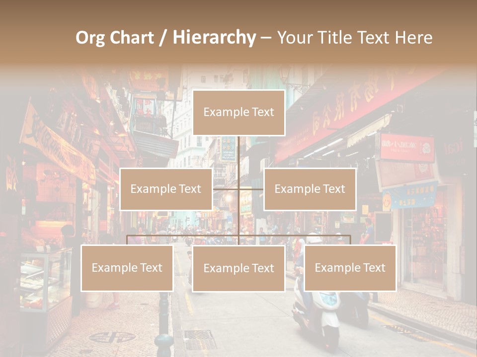 A Group Of People Riding Scooters Down A Street PowerPoint Template