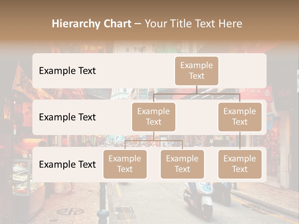 A Group Of People Riding Scooters Down A Street PowerPoint Template