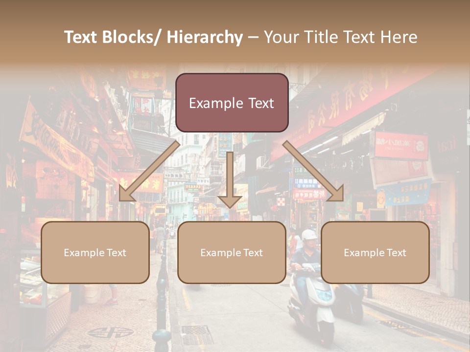 A Group Of People Riding Scooters Down A Street PowerPoint Template