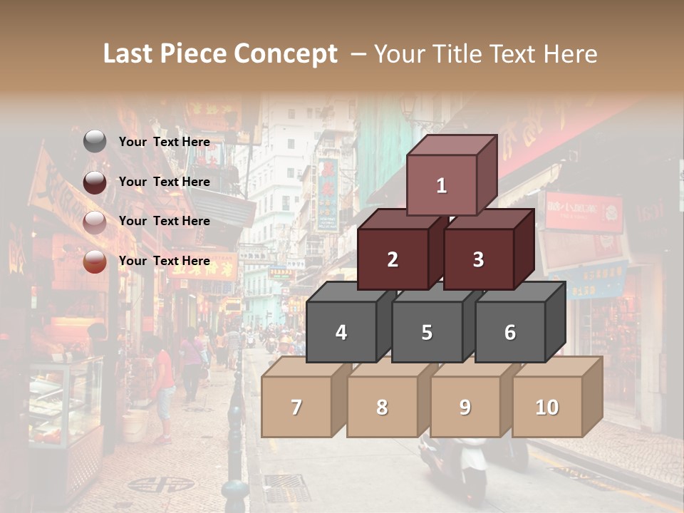 A Group Of People Riding Scooters Down A Street PowerPoint Template