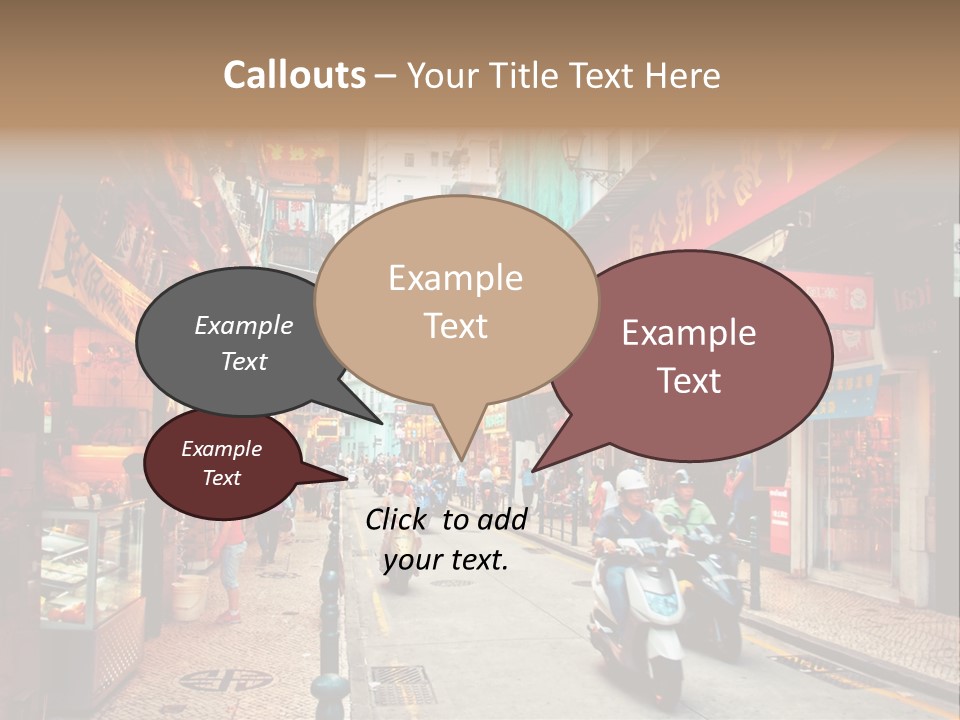 A Group Of People Riding Scooters Down A Street PowerPoint Template