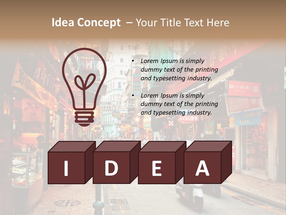 A Group Of People Riding Scooters Down A Street PowerPoint Template