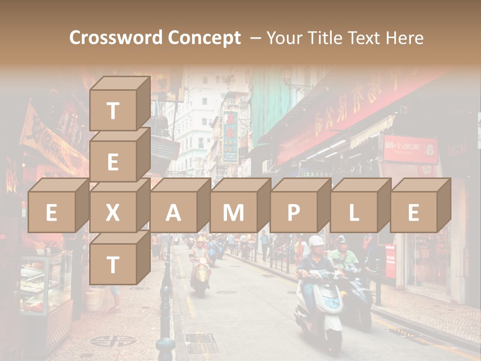 A Group Of People Riding Scooters Down A Street PowerPoint Template