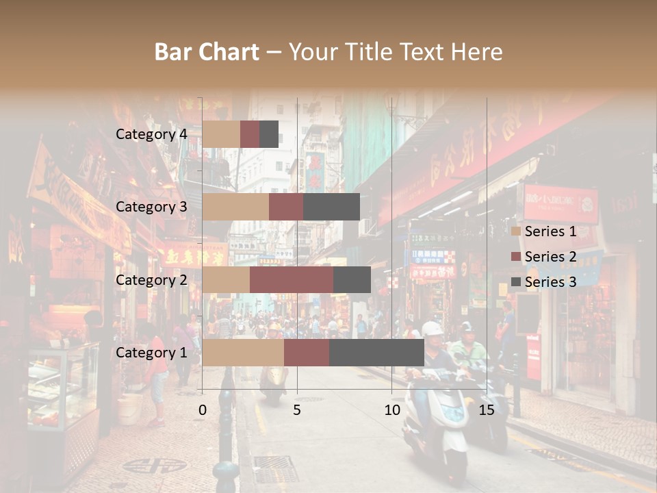 A Group Of People Riding Scooters Down A Street PowerPoint Template