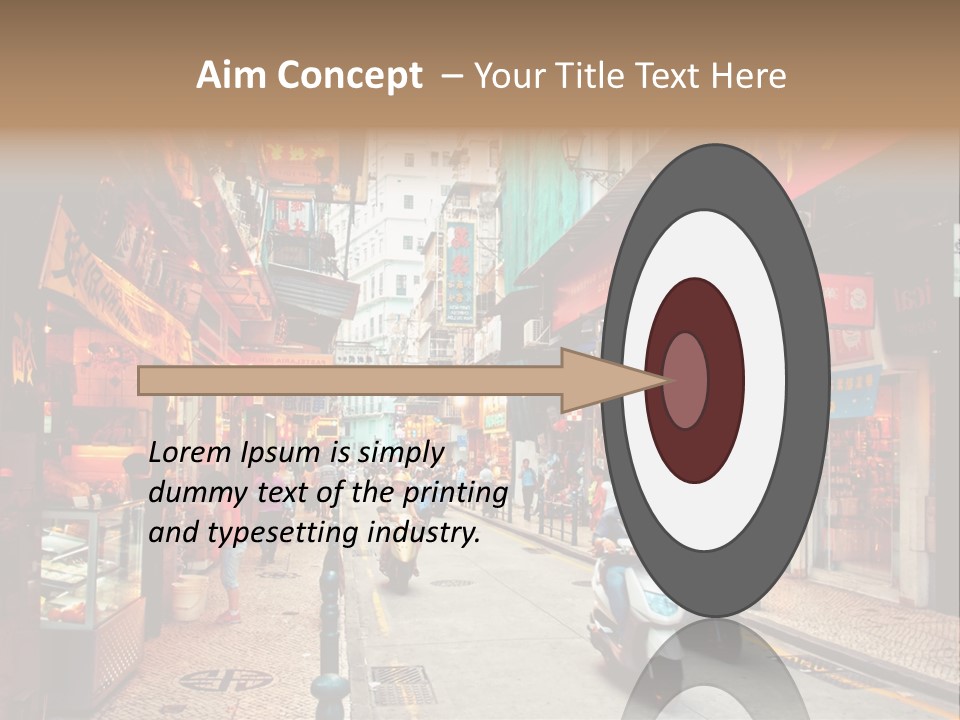 A Group Of People Riding Scooters Down A Street PowerPoint Template