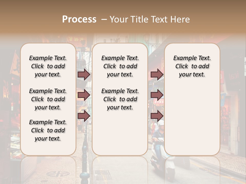A Group Of People Riding Scooters Down A Street PowerPoint Template