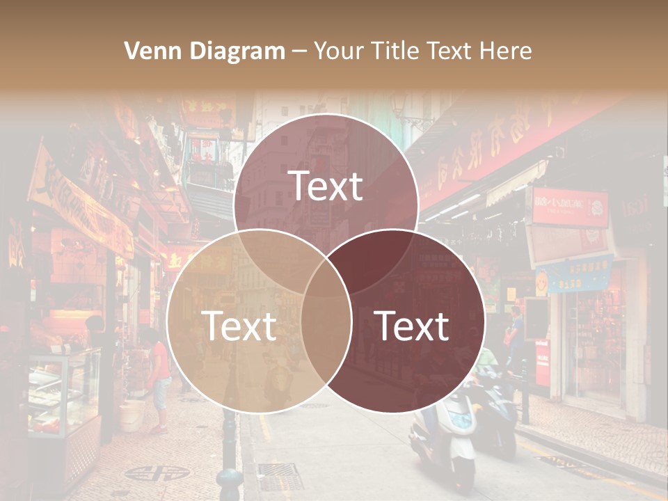 A Group Of People Riding Scooters Down A Street PowerPoint Template