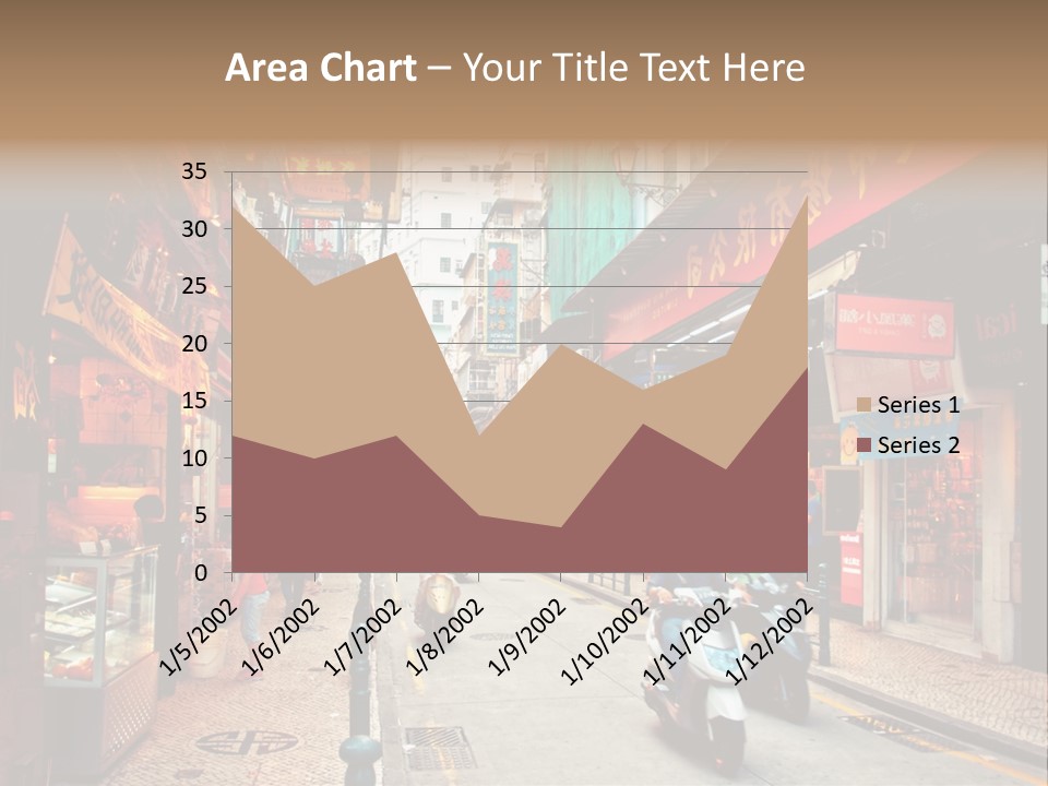 A Group Of People Riding Scooters Down A Street PowerPoint Template