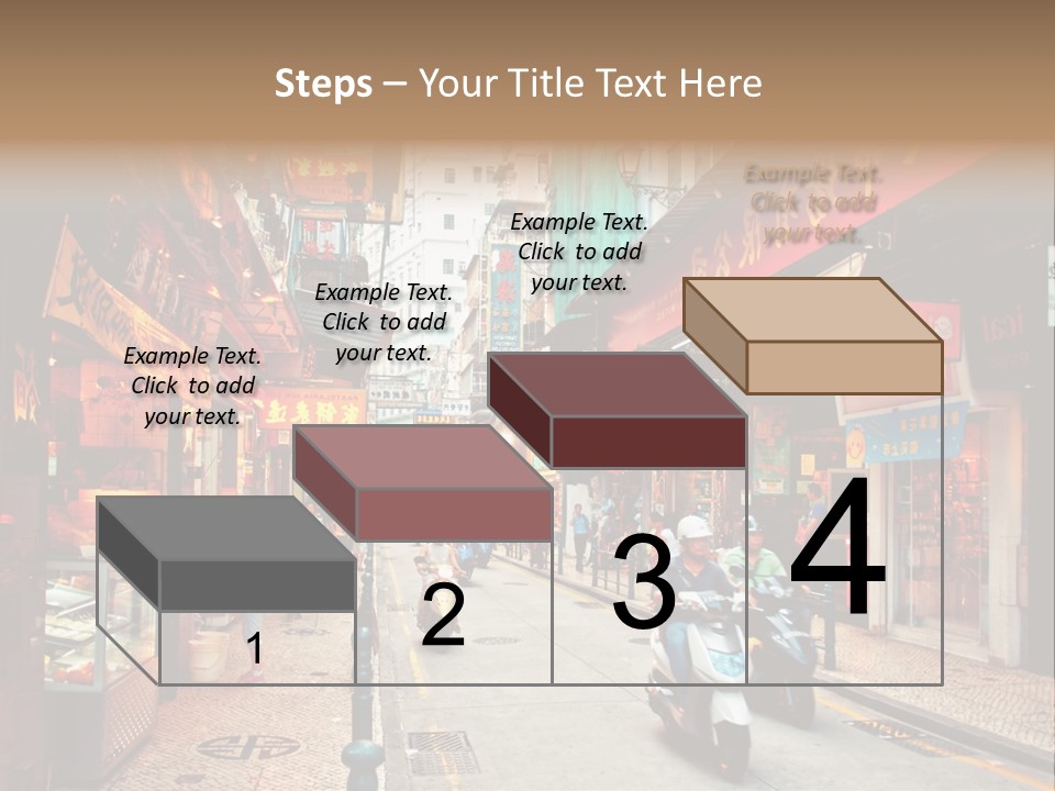 A Group Of People Riding Scooters Down A Street PowerPoint Template
