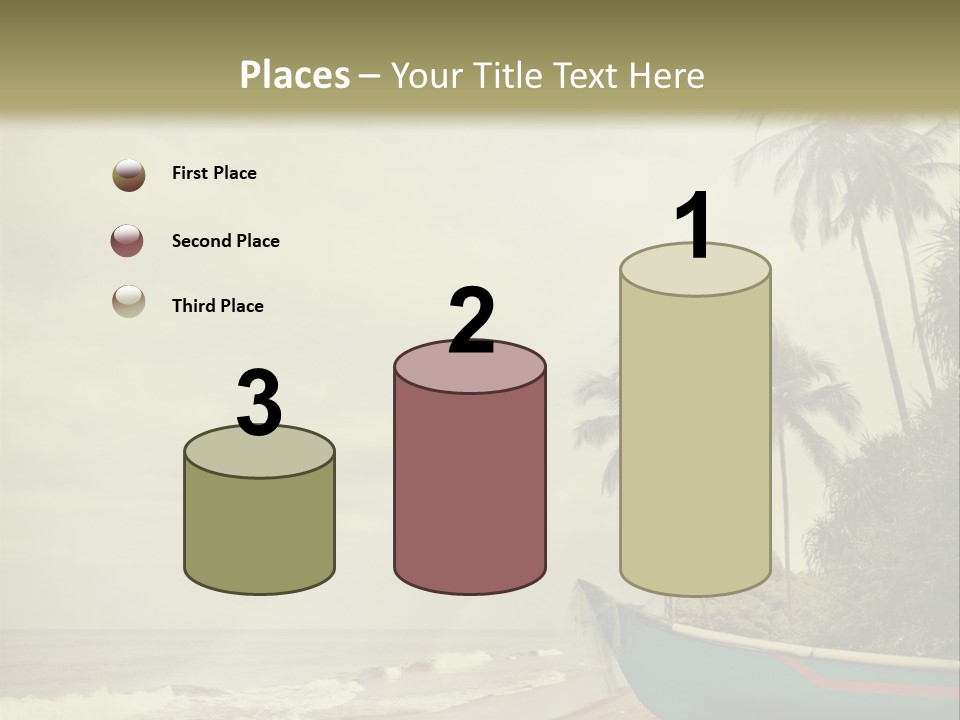 A Boat On The Beach With Palm Trees In The Background PowerPoint Template