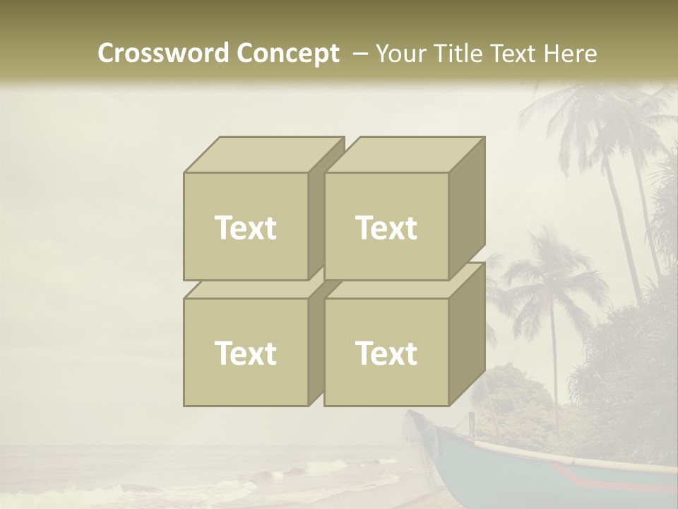 A Boat On The Beach With Palm Trees In The Background PowerPoint Template