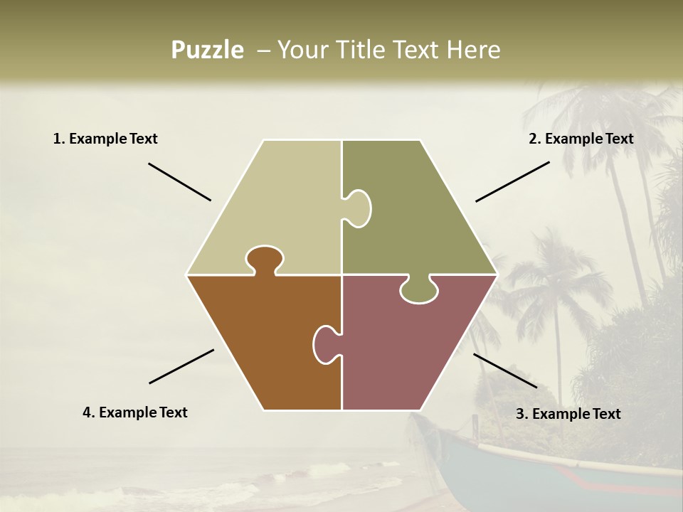 A Boat On The Beach With Palm Trees In The Background PowerPoint Template