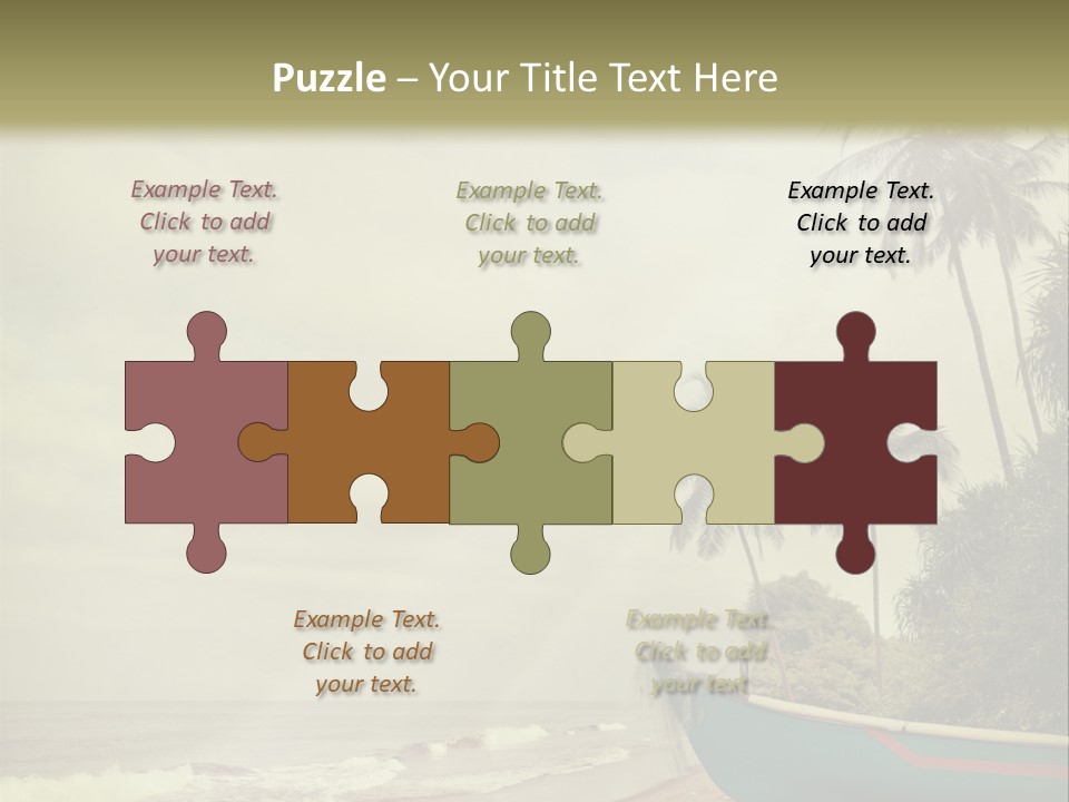 A Boat On The Beach With Palm Trees In The Background PowerPoint Template