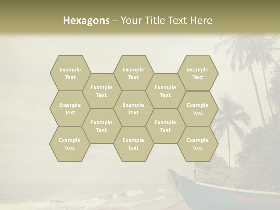 A Boat On The Beach With Palm Trees In The Background PowerPoint Template