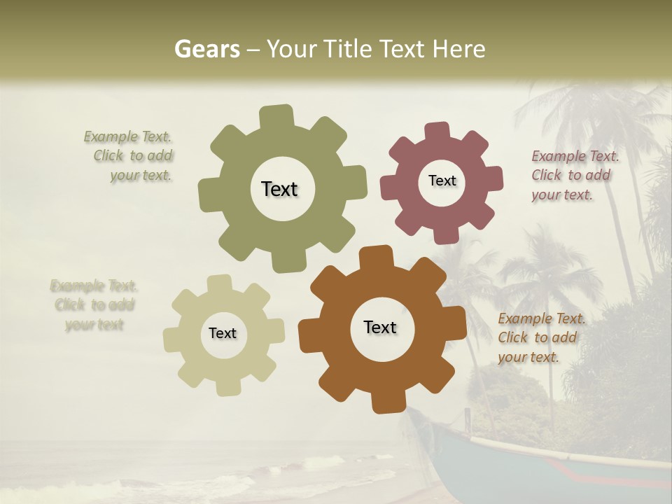 A Boat On The Beach With Palm Trees In The Background PowerPoint Template