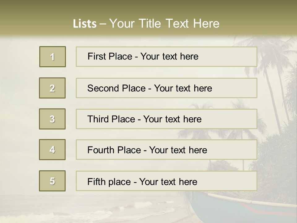 A Boat On The Beach With Palm Trees In The Background PowerPoint Template