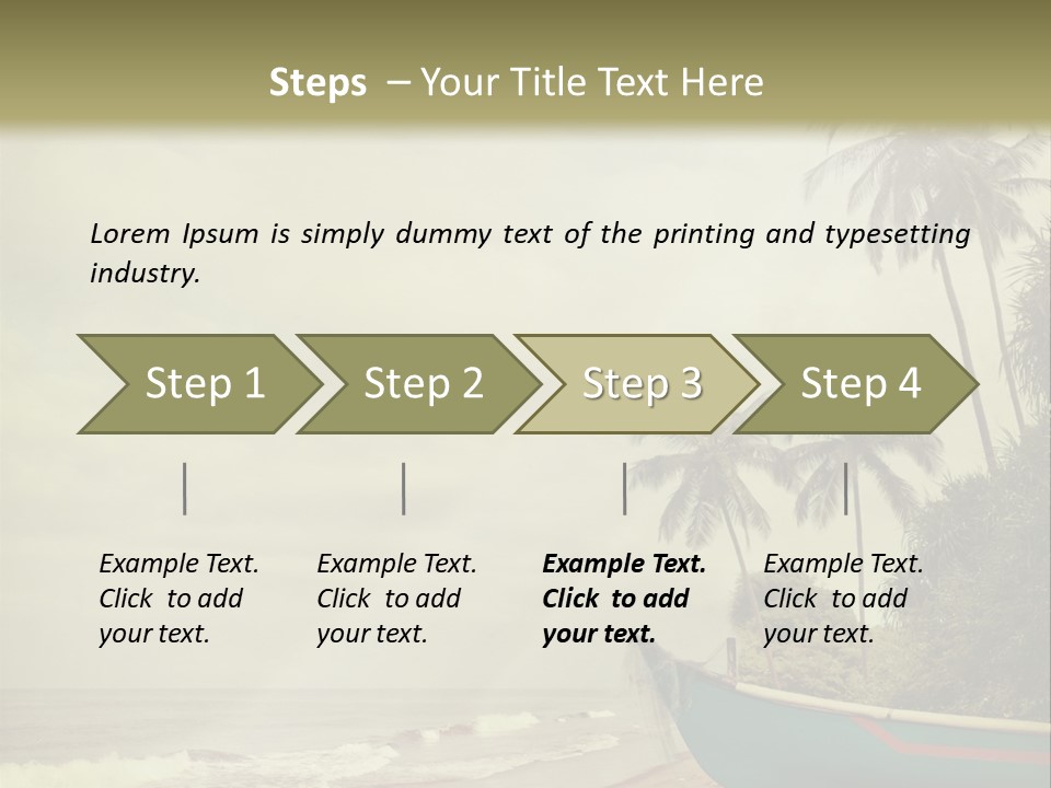 A Boat On The Beach With Palm Trees In The Background PowerPoint Template