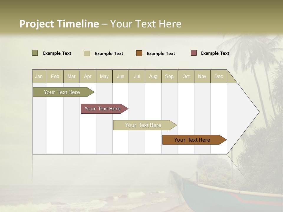 A Boat On The Beach With Palm Trees In The Background PowerPoint Template