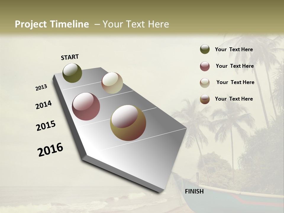 A Boat On The Beach With Palm Trees In The Background PowerPoint Template