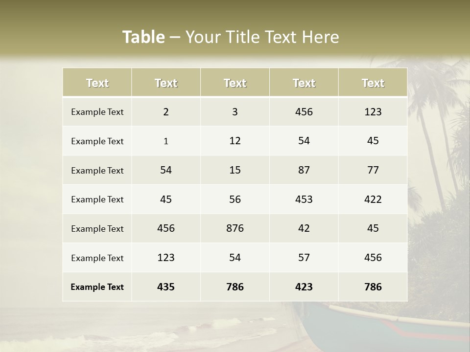 A Boat On The Beach With Palm Trees In The Background PowerPoint Template