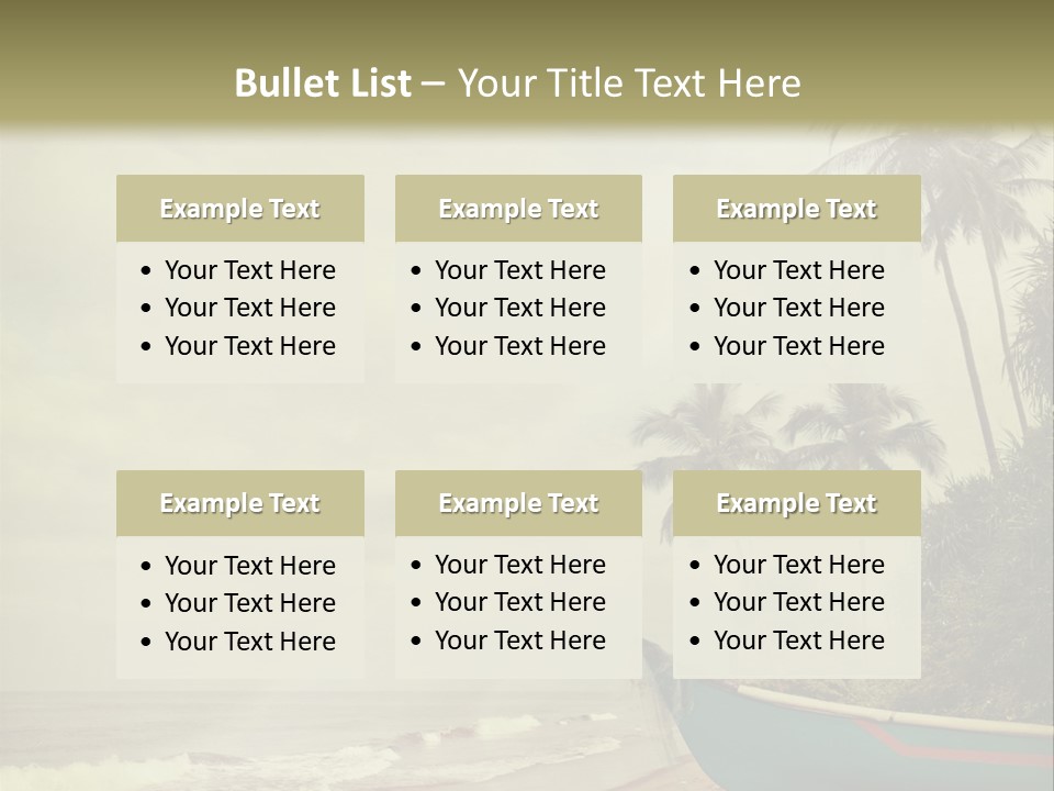 A Boat On The Beach With Palm Trees In The Background PowerPoint Template