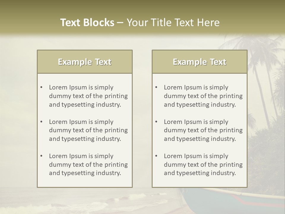 A Boat On The Beach With Palm Trees In The Background PowerPoint Template