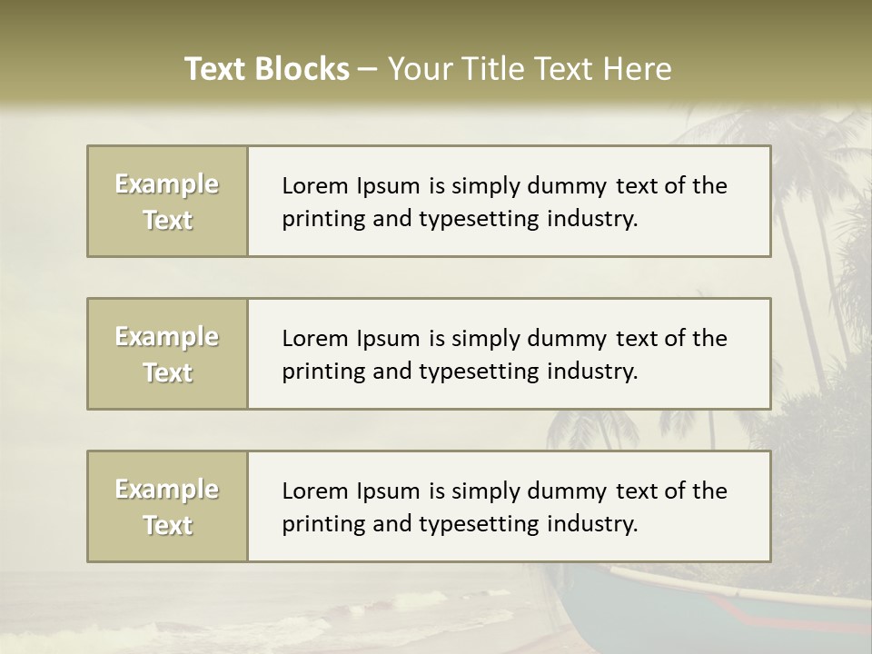 A Boat On The Beach With Palm Trees In The Background PowerPoint Template