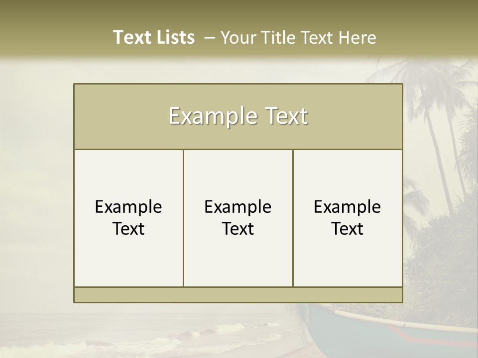 A Boat On The Beach With Palm Trees In The Background PowerPoint Template