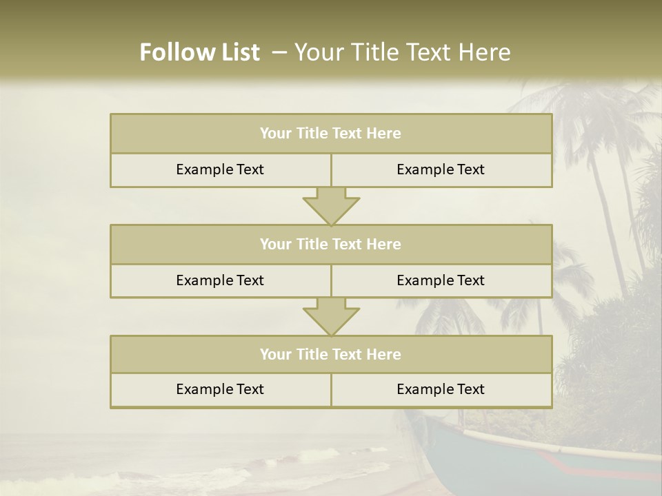 A Boat On The Beach With Palm Trees In The Background PowerPoint Template