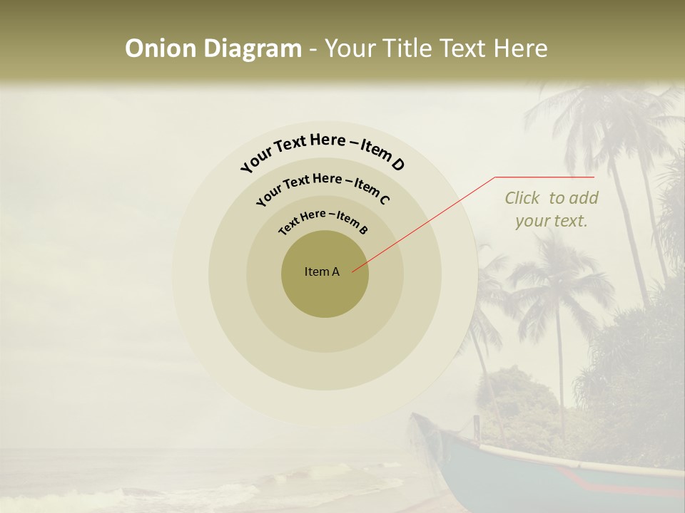 A Boat On The Beach With Palm Trees In The Background PowerPoint Template