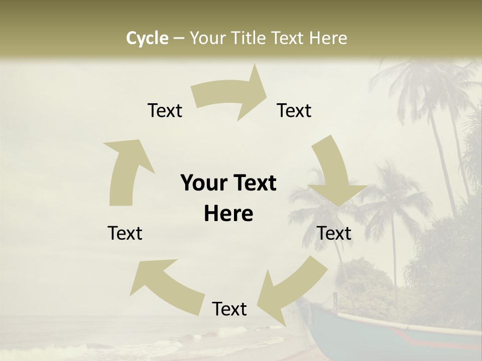 A Boat On The Beach With Palm Trees In The Background PowerPoint Template