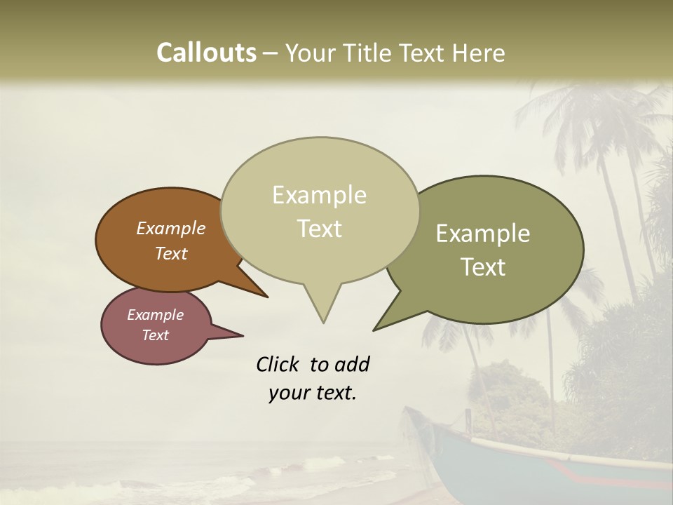 A Boat On The Beach With Palm Trees In The Background PowerPoint Template