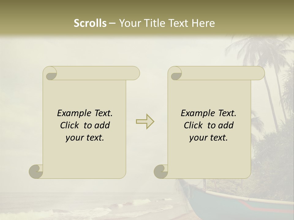 A Boat On The Beach With Palm Trees In The Background PowerPoint Template