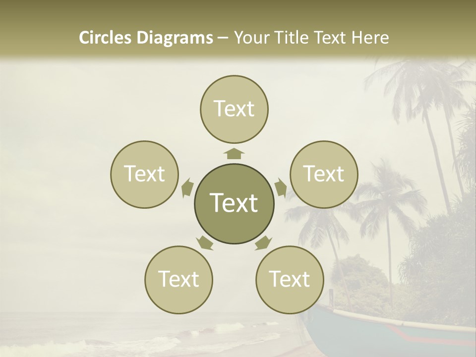 A Boat On The Beach With Palm Trees In The Background PowerPoint Template