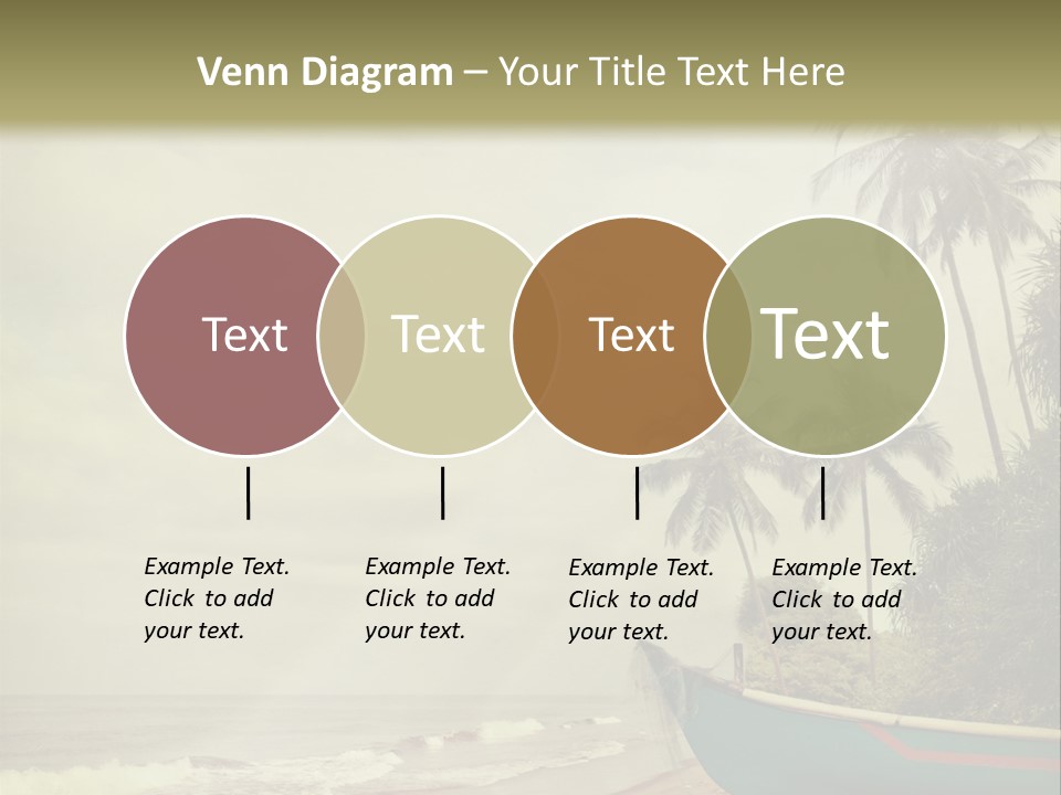 A Boat On The Beach With Palm Trees In The Background PowerPoint Template