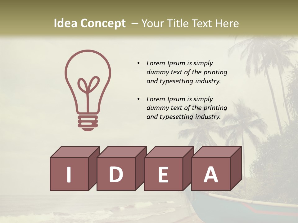 A Boat On The Beach With Palm Trees In The Background PowerPoint Template