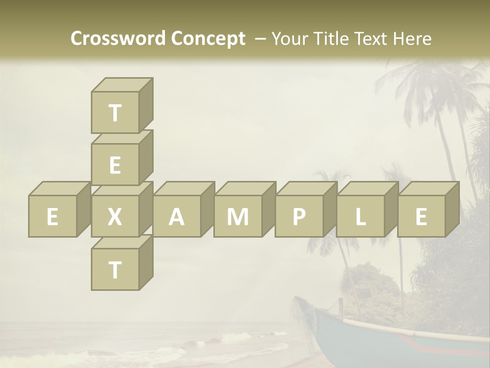 A Boat On The Beach With Palm Trees In The Background PowerPoint Template